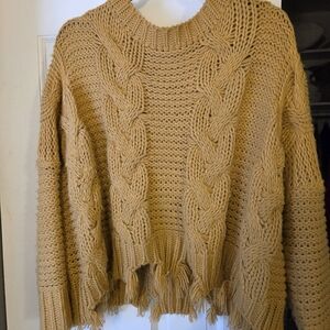 Cable Knit Acrylic Sweater - Mustard Gold